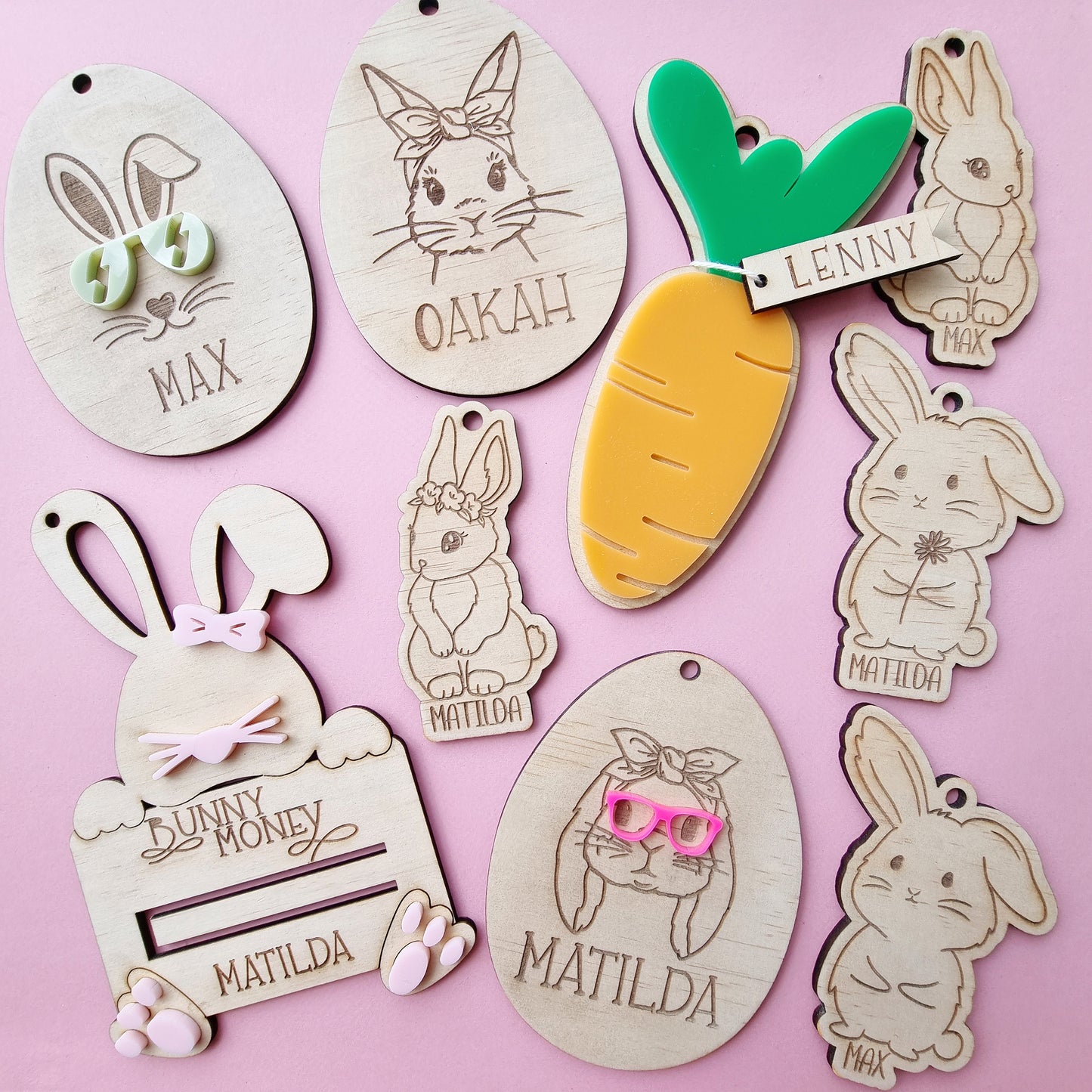 Bunny Without Glasses Easter Bag Tag ~ 3 designs