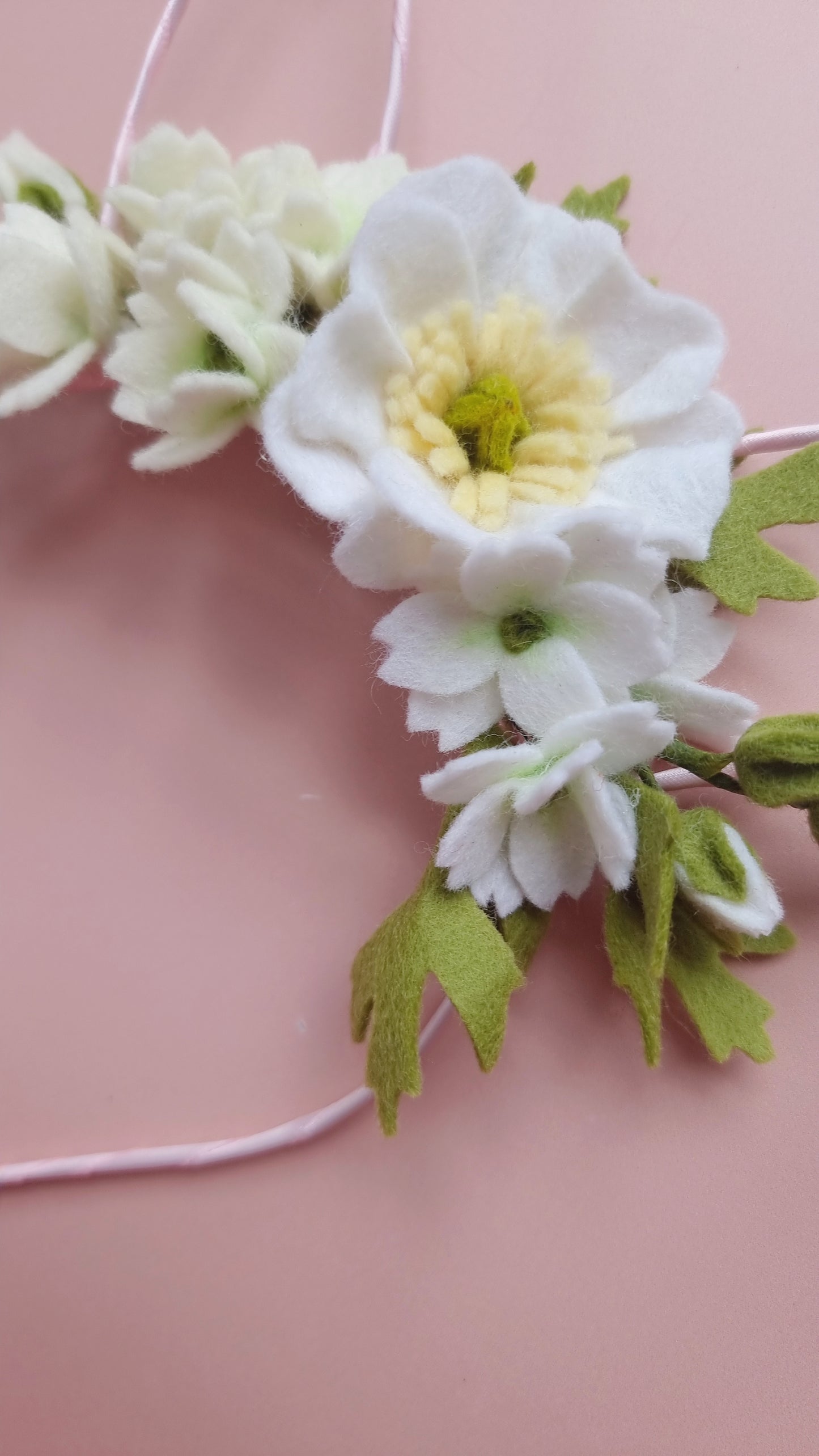 Neutral Poppy Blossom Metal Headband Bunny Ears