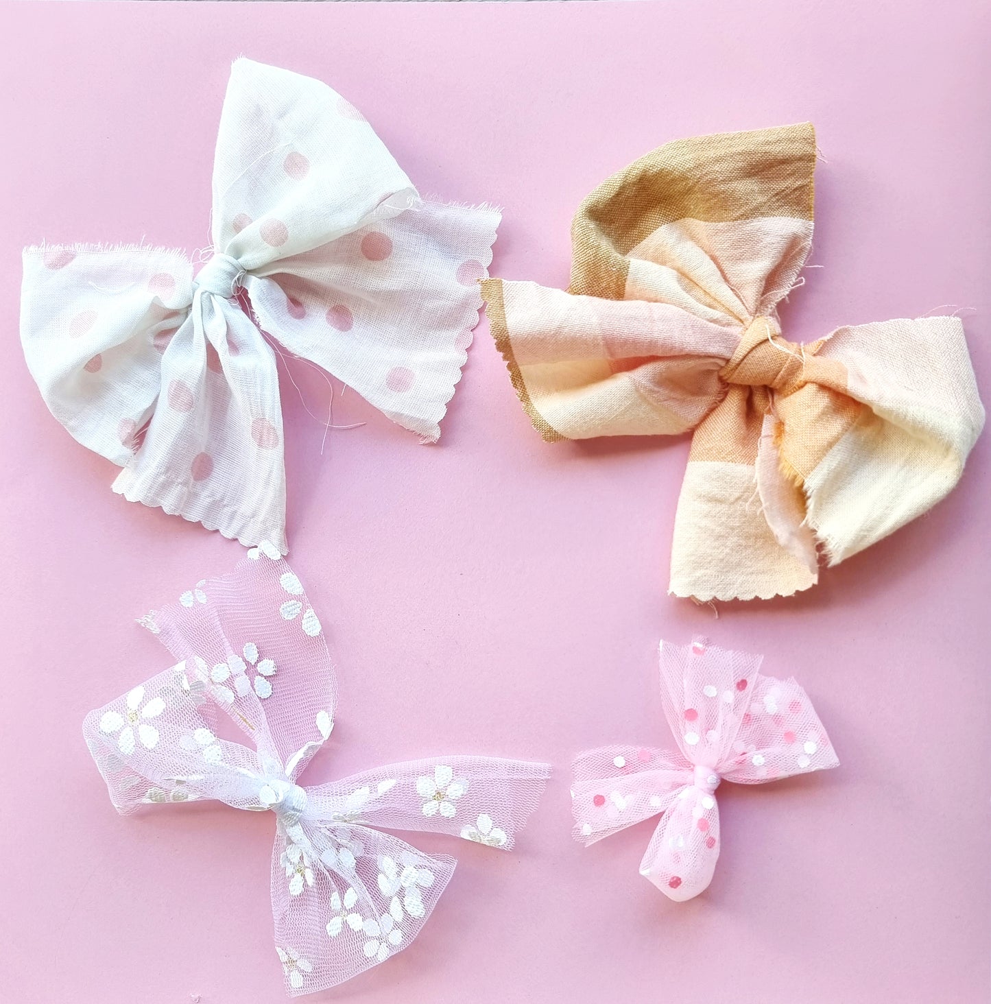 Frayed Edge Bow ~ Pink Spot