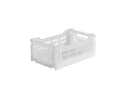 MINI FOLDING STORAGE CRATE ~ WHITE